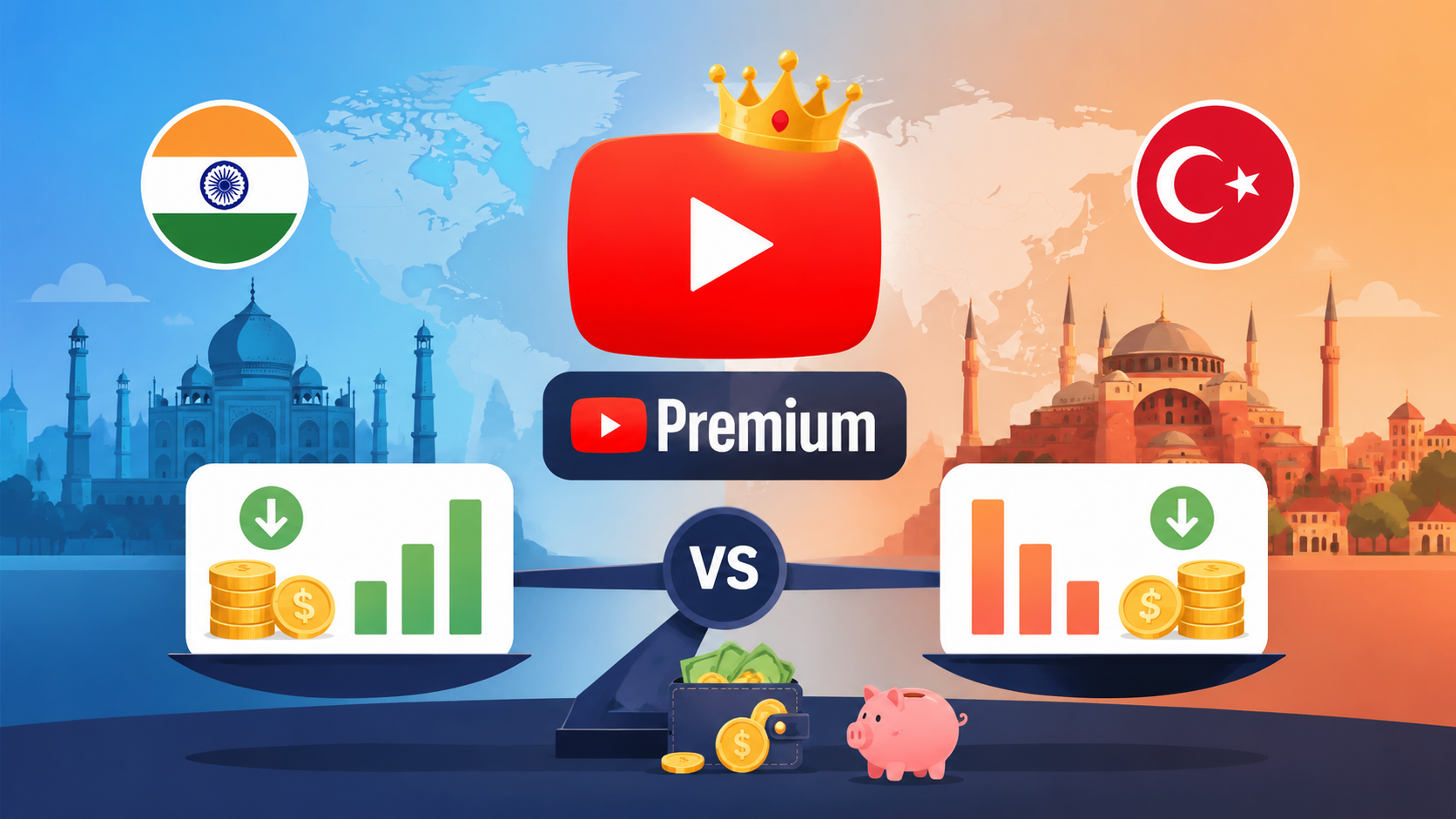 2026年YouTube Premium最便宜地区完整指南：印度区vs土耳其区深度对比